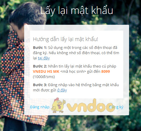 Hướng dẫn lấy lại mật khẩu vnpt e learning