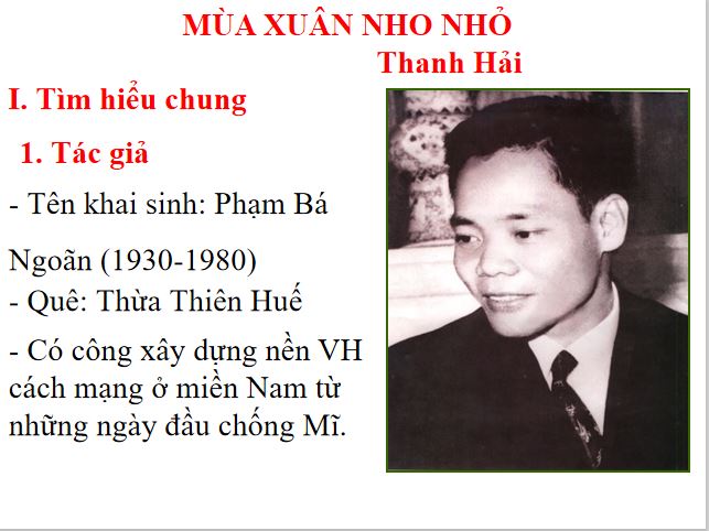 Bài giảng trực tuyến Mùa xuân nho nhỏ