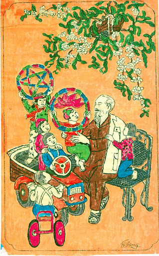 Tranh vẽ Bác Hồ với thiếu nhi