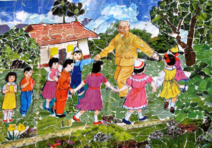 Tranh vẽ Bác Hồ với thiếu nhi