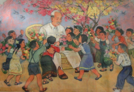 Tranh vẽ Bác Hồ với thiếu nhi