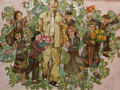 Tranh vẽ Bác Hồ với thiếu nhi