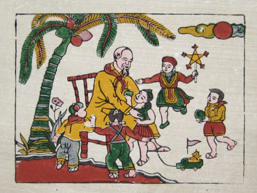 Tranh vẽ Bác Hồ với thiếu nhi