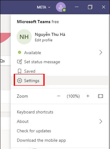 Cách chuyển tiếng Anh sang tiếng Việt trong Microsoft Teams