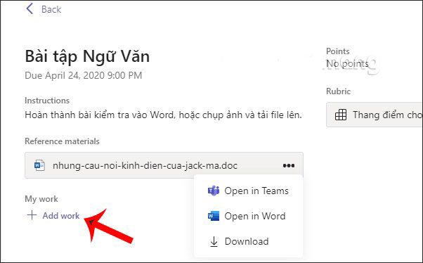 Cách nộp bài tập trên microsoft teams bằng điện thoại