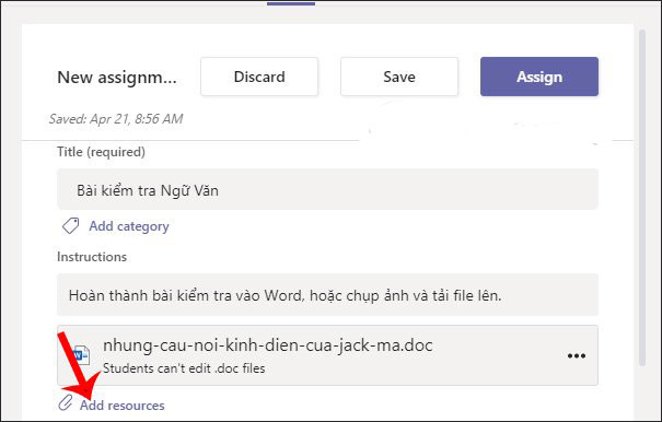 Cách làm bài tập trên Microsoft Teams
