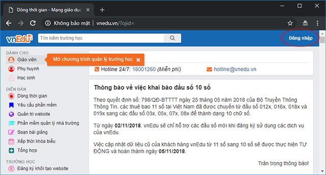 Cách đăng nhập VnEdu
