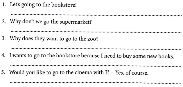 Bài tập ngữ pháp tiếng Anh lớp 4 Unit 16 Let's go to the bookshop!