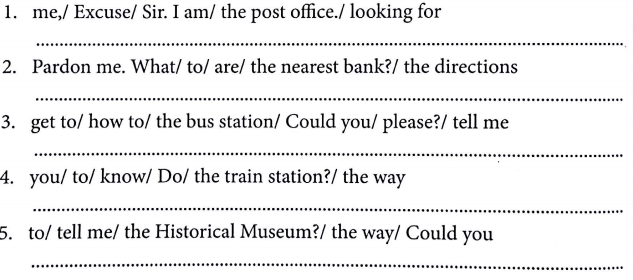 Bài tập Ngữ pháp tiếng Anh lớp 5 Unit 16 Where's the post office?