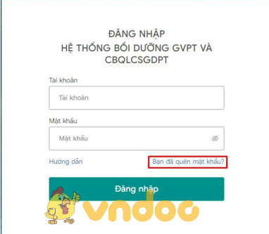 Cách lấy lại mật khẩu Chương trình tập huấn và bồi dưỡng Giáo viên