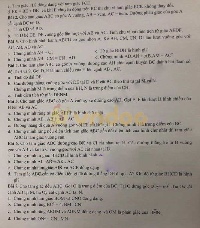 Đề cương ôn tập học kì 2 lớp 8 môn Toán trường THCS Lê Quý Đôn, Cầu Giấy năm học 2019 - 2020