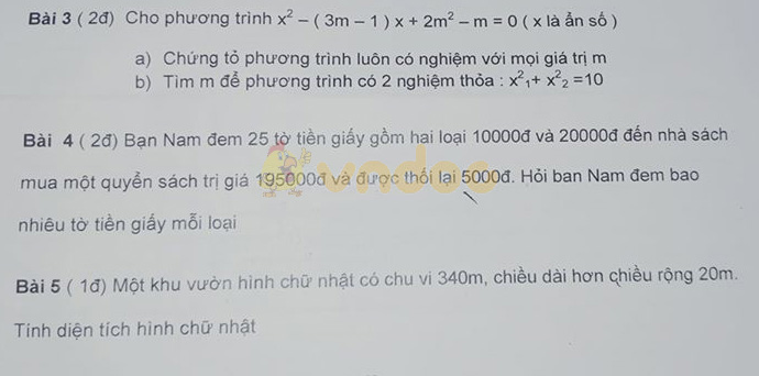 Đề kiểm tra 1 tiết học kì 2 lớp 9 môn Toán Trường THCS & THPT Đức Trí năm học 2019 - 2020