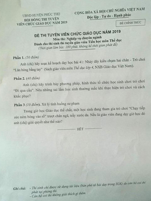 Đề thi viên chức giáo dục 2019