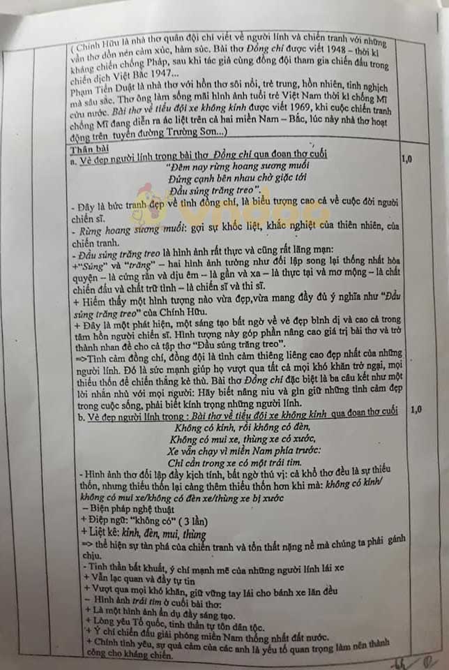 Đề thi thử vào lớp 10 môn Ngữ văn Trường THPT Chu Văn An, Thái Nguyên năm học 2020 - 2021