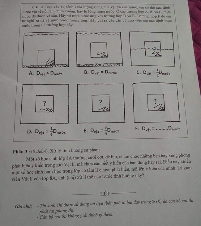 Đề thi viên chức giáo viên Vật Lý THCS