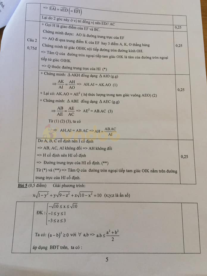 Đề thi học kì 2 Toán 9 Phòng GD&ĐT Kiến Xương năm học 2019 - 2020