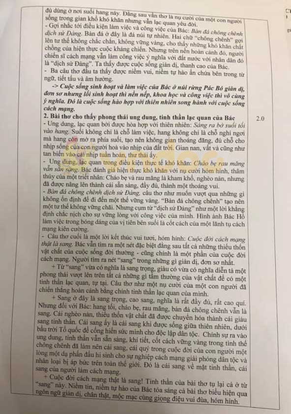 Đề thi Văn lớp 8 học kì 2 năm 2020 Sở GD&ĐT Bắc Ninh