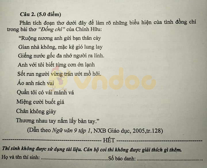Đề thi thử vào lớp 10 môn Ngữ văn Sở GD&ĐT Tiền Giang năm 2020