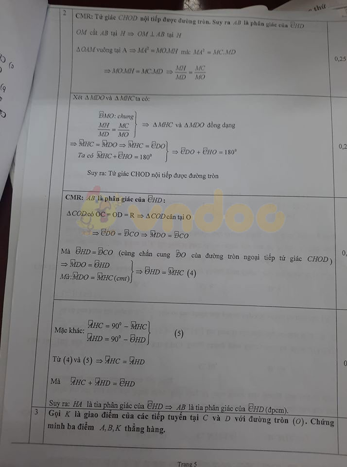 Đề thi thử vào lớp 10 môn Toán Trường THPT Sơn Tây năm 2020 (Lần 1)