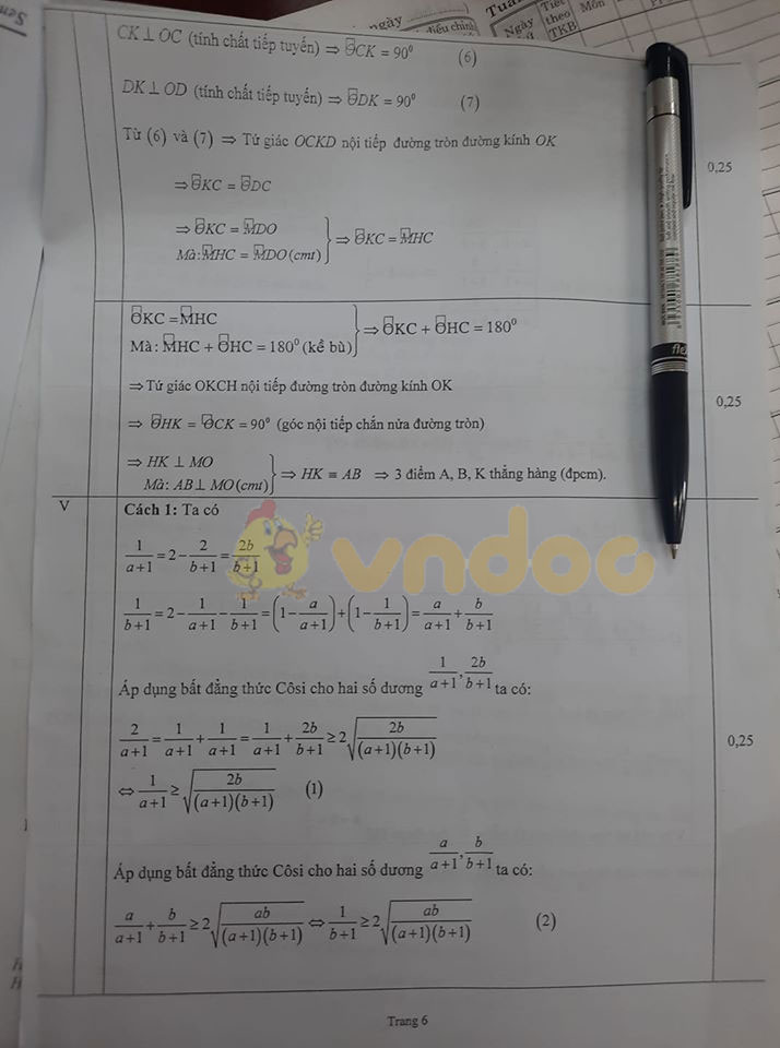 Đề thi thử vào lớp 10 môn Toán Trường THPT Sơn Tây năm 2020 (Lần 1)