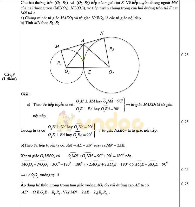 Đề thi thử vào lớp 10 môn Toán Trường THPT Gang Thép, Thái Nguyên năm 2020