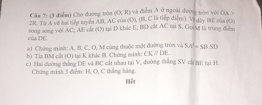 Đề thi học kì 2 lớp 9 môn Toán Trường THCS Trần Quốc Toản, Quận 2 năm học 2019 - 2020