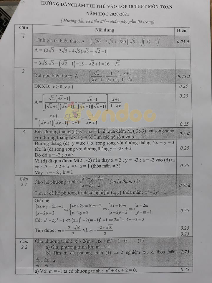 Đề thi thử vào lớp 10 môn Toán Phòng GD&ĐT Diễn Châu năm 2020