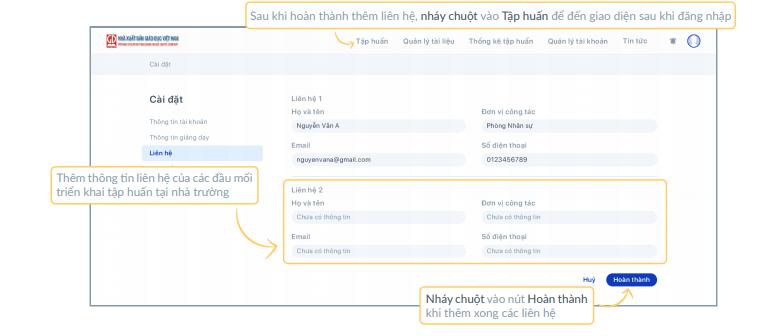 Cách đăng nhập tài khoản tập huấn SGK