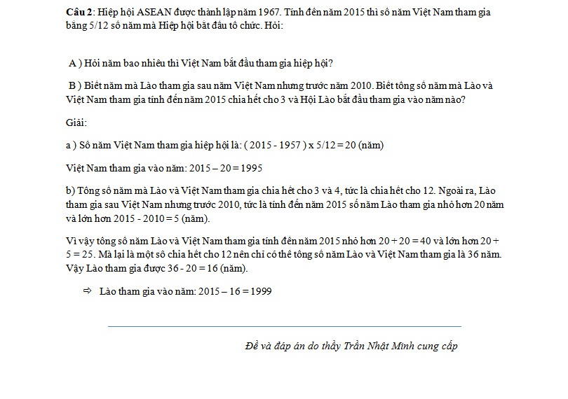 Đề thi vào lớp 6 môn Toán