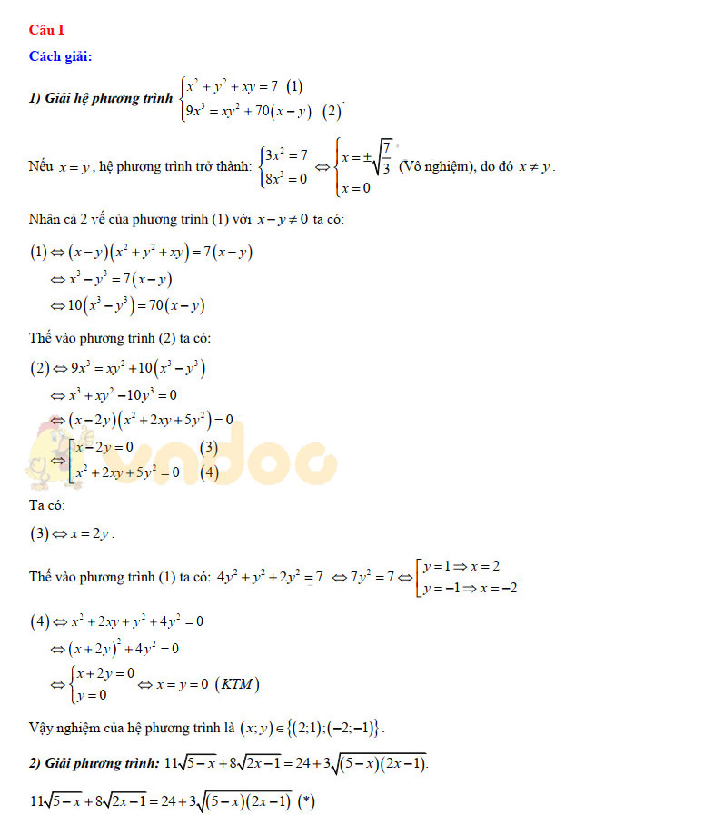 Đề thi tuyển sinh vào lớp 10 môn Toán năm 2020 Trường THPT Chuyên KHTN, Hà Nội (vòng 1)