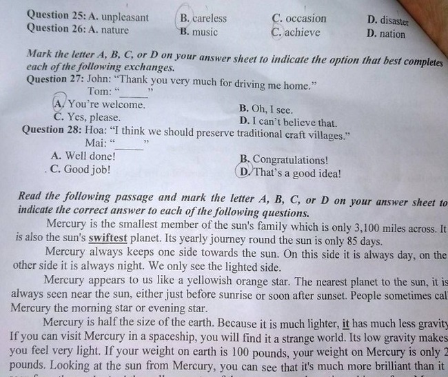 Đề thi tuyển sinh vào lớp 10 môn Anh năm 2020 Ninh Bình trang 5