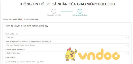 Hoàn thành hồ sơ cá nhân và đăng ký môn học