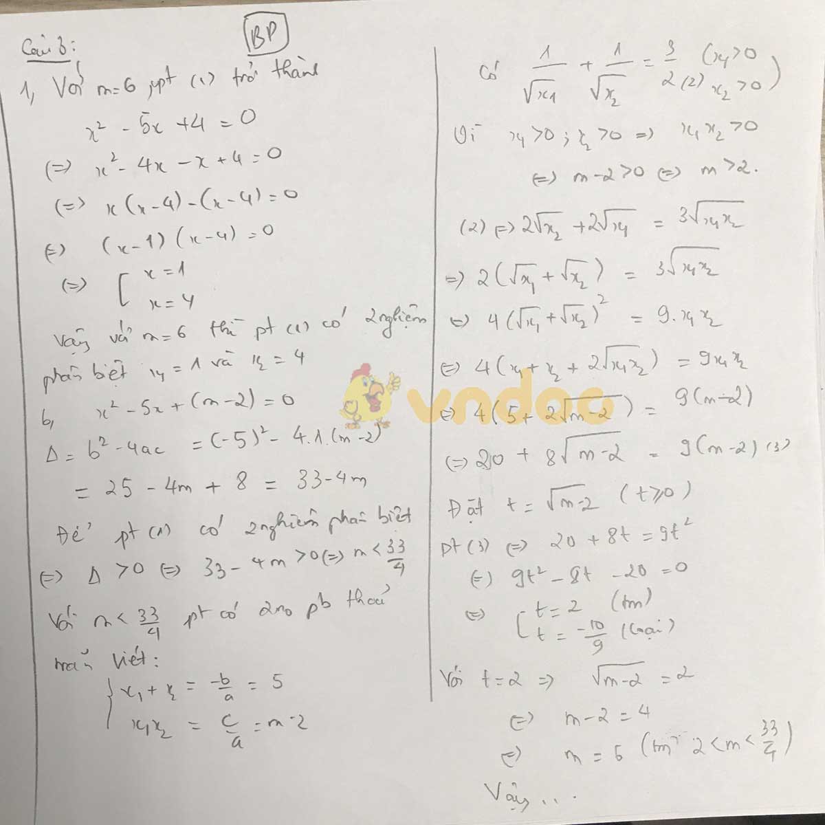 Đáp án đề thi tuyển sinh lớp 10 môn Toán tỉnh Bình Phước năm 2020