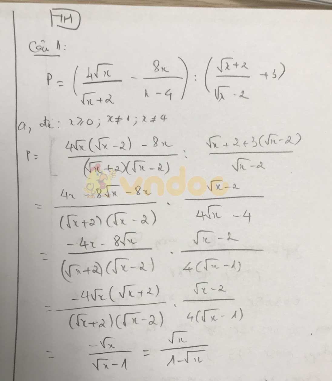 Đáp án đề thi tuyển sinh lớp 10 môn Toán tỉnh Thanh Hóa năm 2020