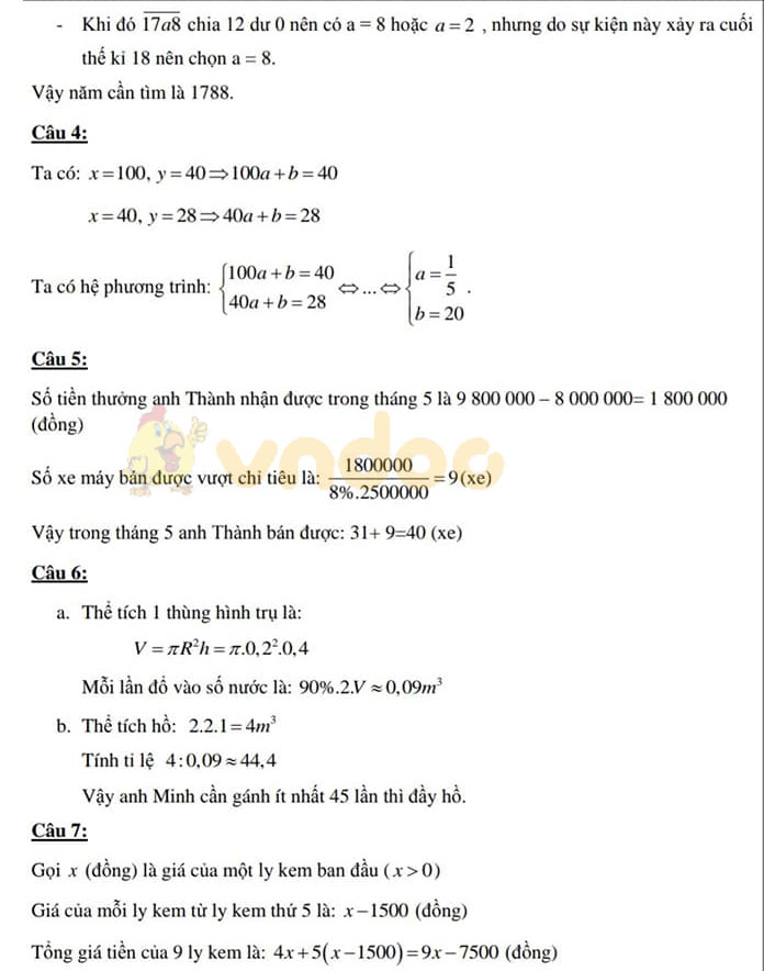 Đáp án đề thi tuyển sinh lớp 10 môn Toán TP. HCM năm 2020