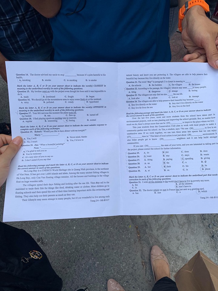 Đáp án Đề thi tuyển sinh lớp 10 môn Anh Hà Nội năm 2020