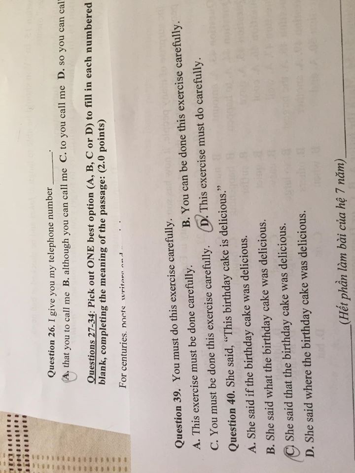 Đáp án Đề thi tuyển sinh lớp 10 môn Anh Tiền Giang năm 2020