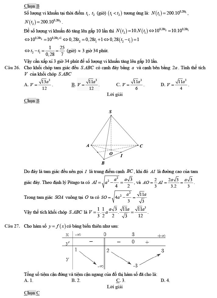 Đề minh họa môn Toán năm 2020