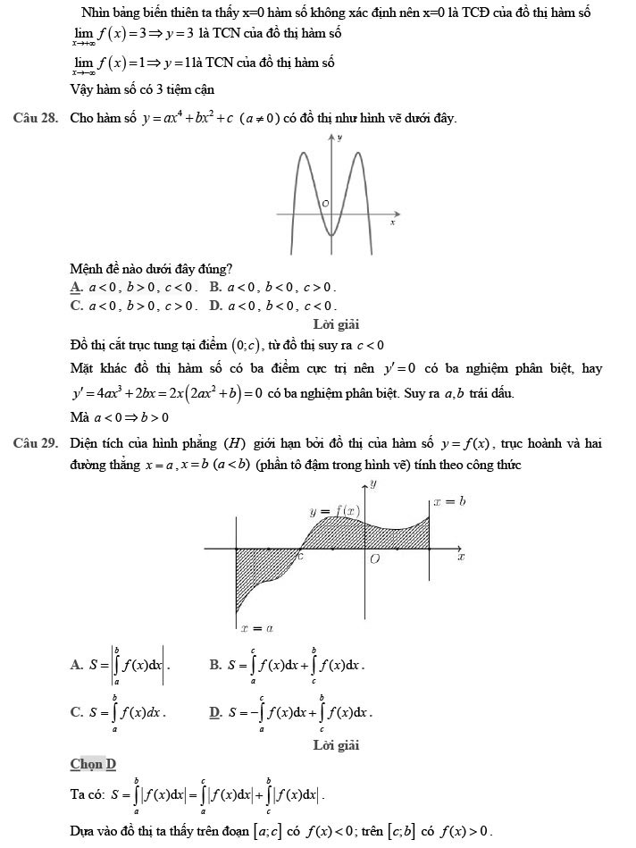 Đề minh họa môn Toán năm 2020