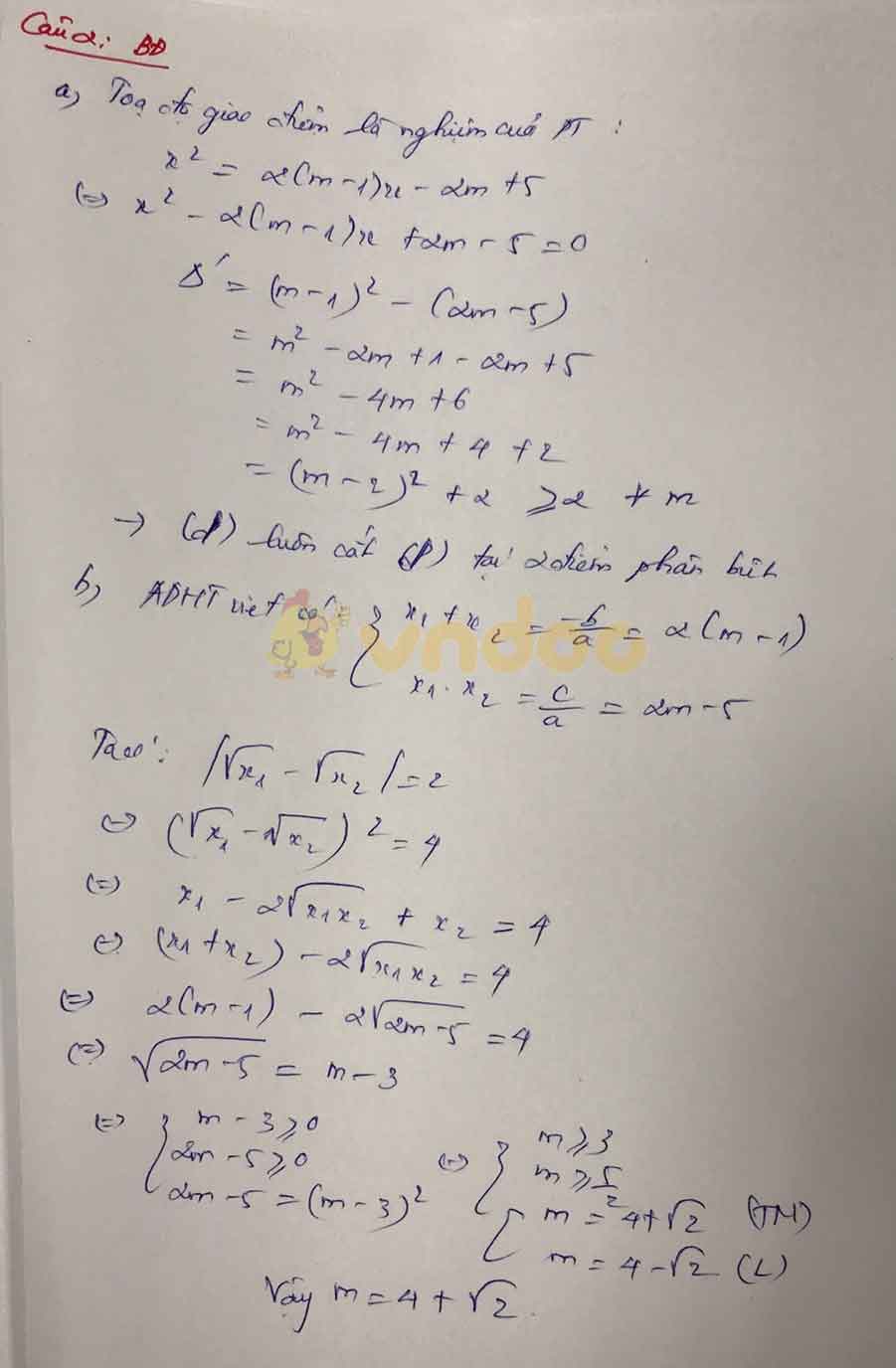 Đáp án đề thi tuyển sinh lớp 10 môn Toán Bình Định năm 2020