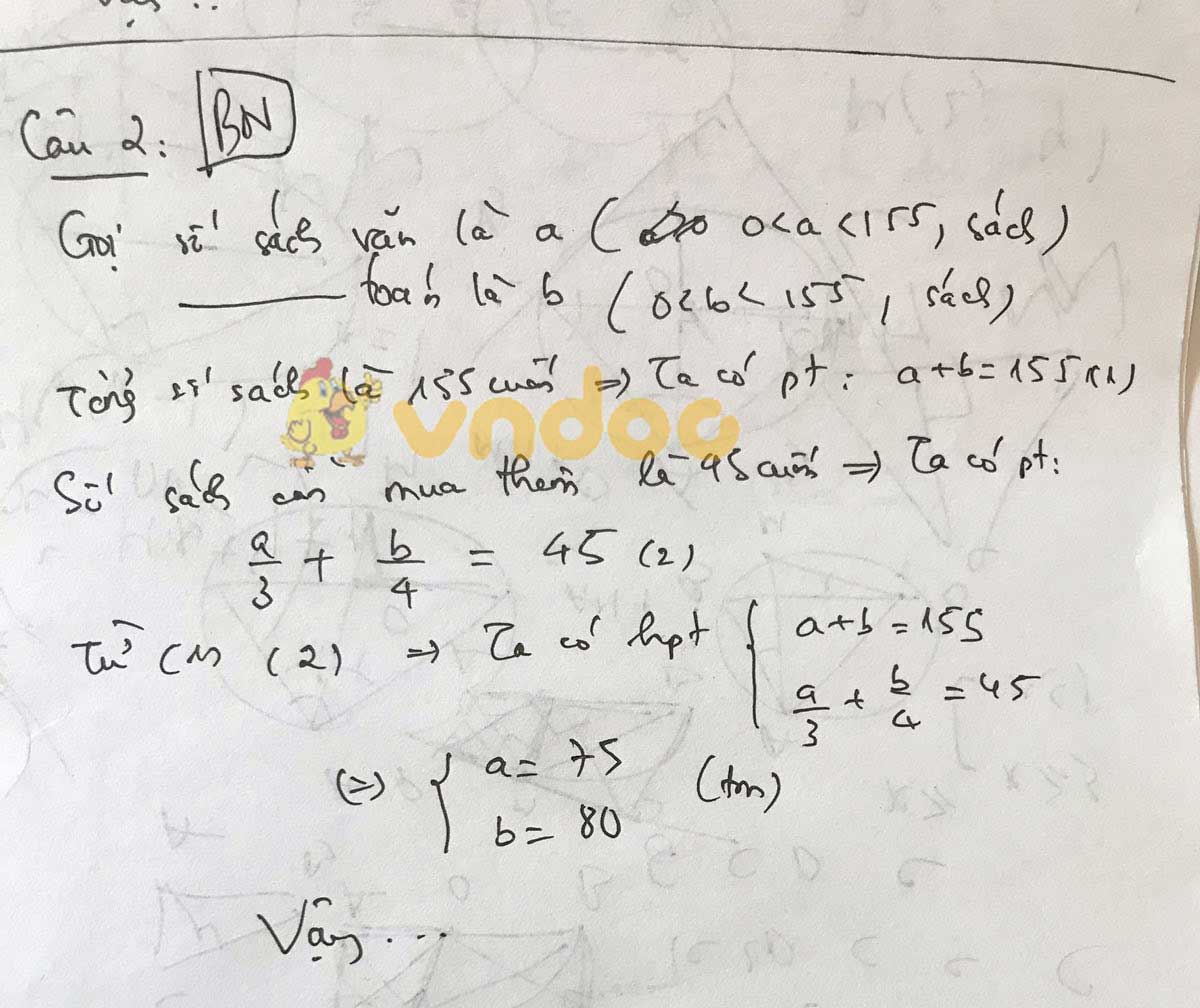 Đáp án đề thi tuyển sinh lớp 10 môn Toán tỉnh Bắc Ninh năm 2020