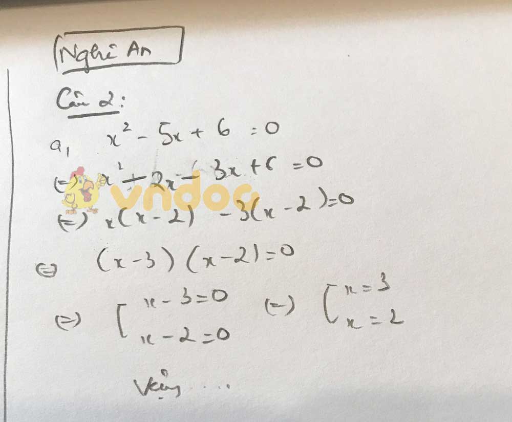 Đáp án đề thi tuyển sinh lớp 10 môn Toán tỉnh Nghệ An năm 2020