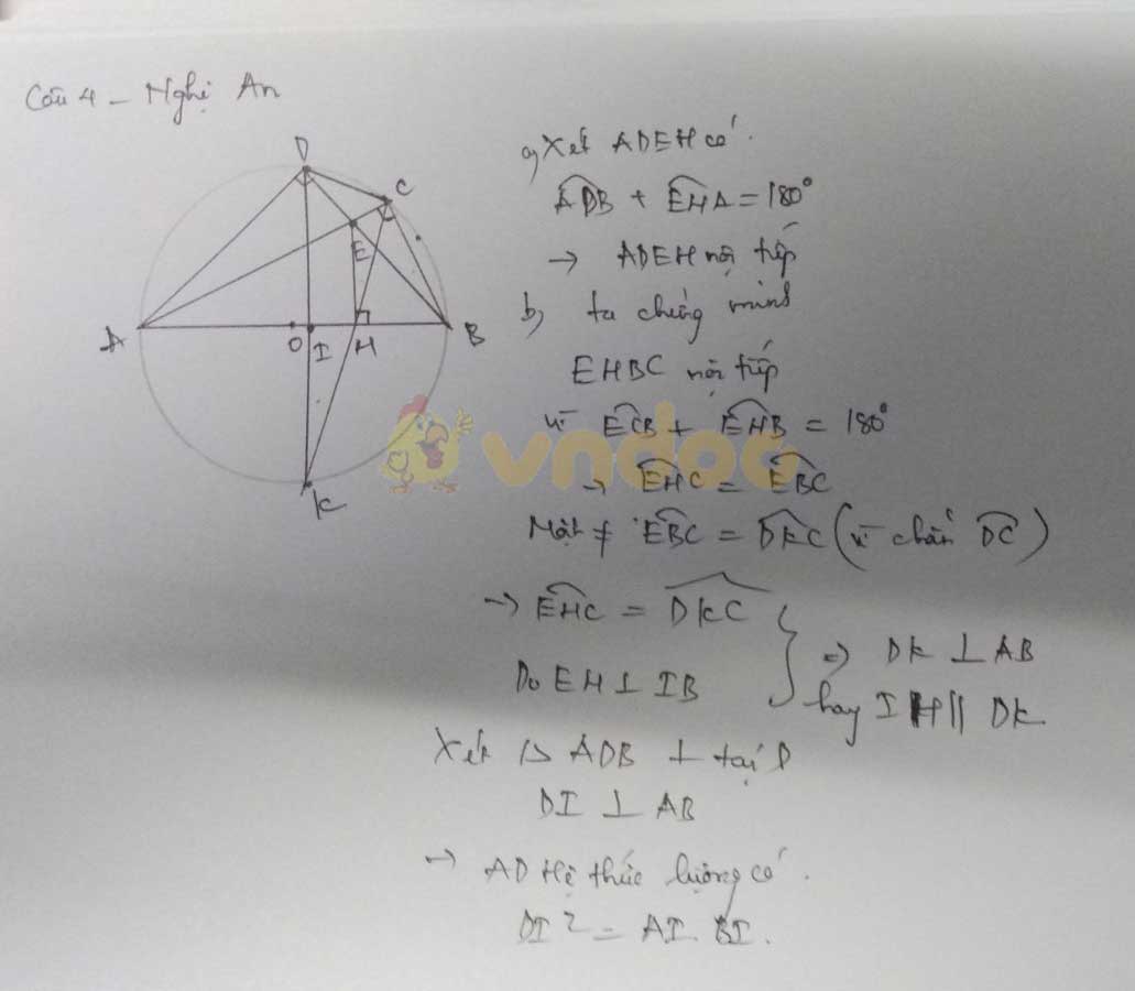 Đáp án đề thi tuyển sinh lớp 10 môn Toán tỉnh Nghệ An năm 2020