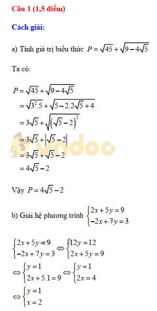 Đáp án đề thi tuyển sinh lớp 10 môn Toán tỉnh Phú Thọ năm 2020
