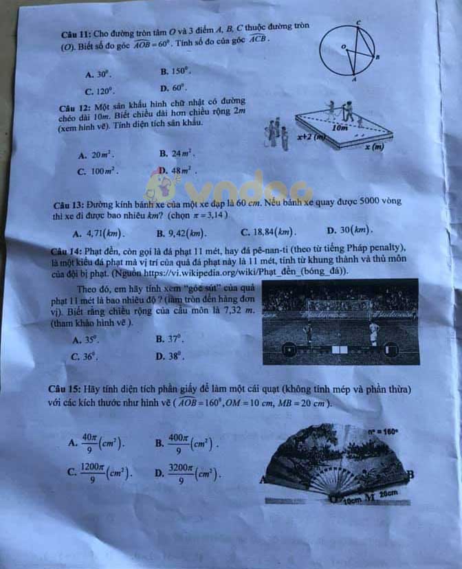 Đáp án đề thi tuyển sinh lớp 10 môn Toán tỉnh Kiên Giang năm 2020