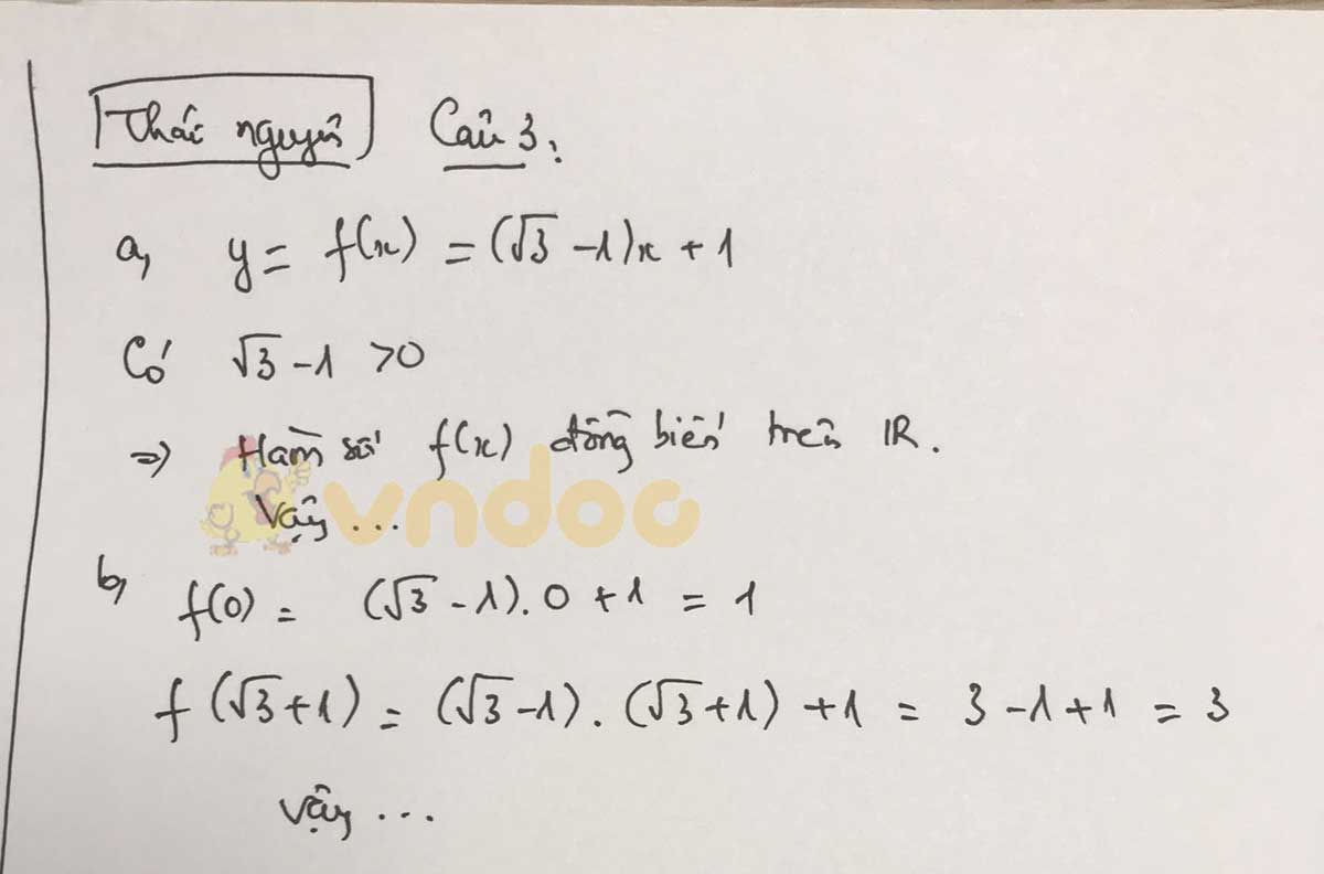 Đáp án đề thi tuyển sinh lớp 10 môn Toán tỉnh Thái Nguyên năm 2020