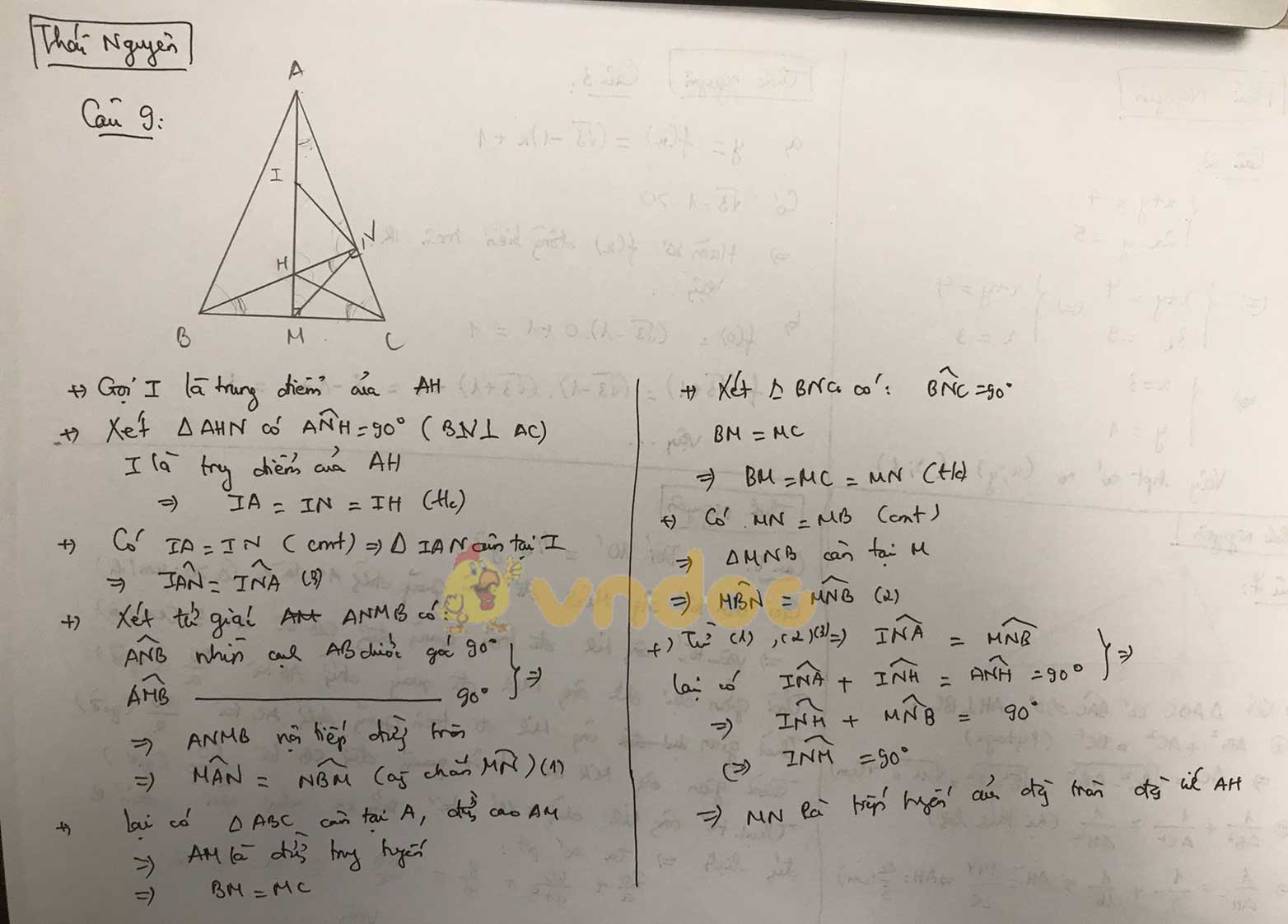 Đáp án đề thi tuyển sinh lớp 10 môn Toán tỉnh Thái Nguyên năm 2020