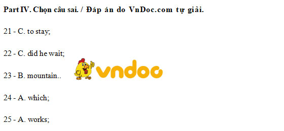 Đáp án Đề thi tuyển sinh lớp 10 môn Anh Thái Nguyên năm 2020