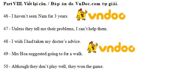 Đáp án Đề thi tuyển sinh lớp 10 môn Anh Thái Nguyên năm 2020