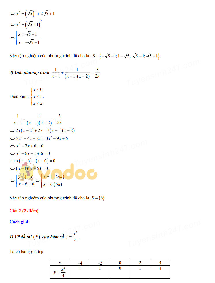 Đáp án đề thi tuyển sinh lớp 10 môn Toán tỉnh Đồng Nai năm 2020